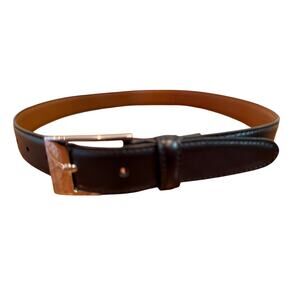 Brooks Brothers Men's Black Leather Belt Silver Buckle Size 28